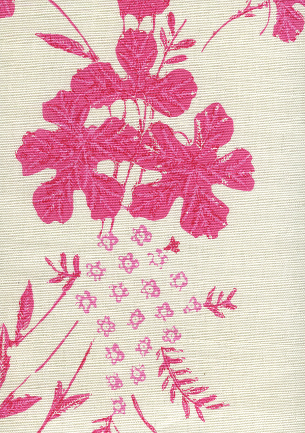 Peacock Floral Multi Pinks on tint 8280 Screen Printed Fabric | China Seas