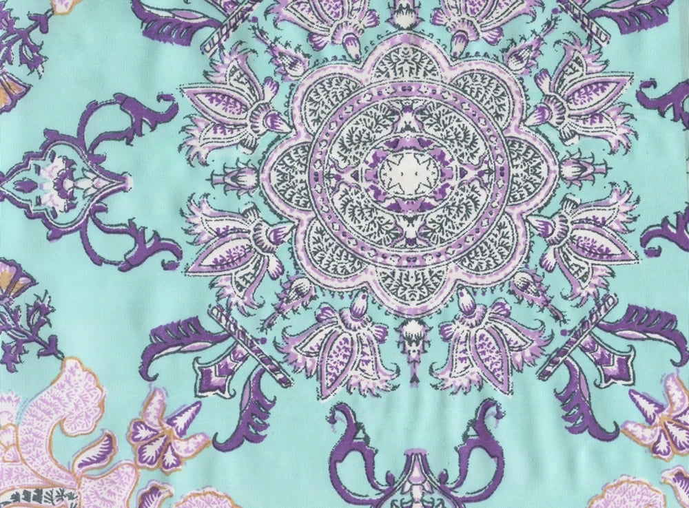Multi Purple Turquoise on Silk