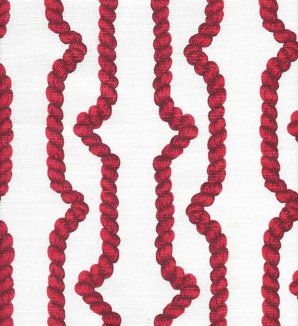 Regency Ropes, Multi Reds on White Wallcoverings | Quadrille