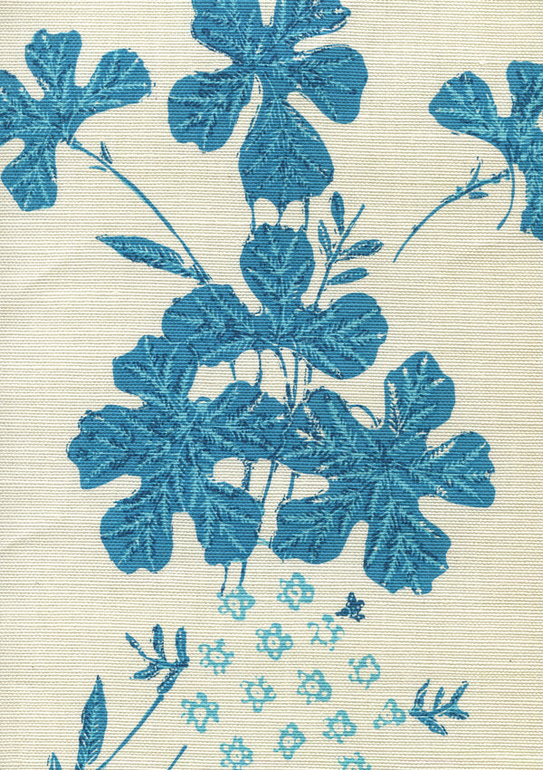 Peacock Floral Multi Turquoise on tint Screen Printed Fabric | China Seas