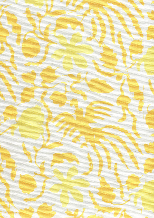 Seya Multi Yellows Screen Printed - White Fabric | China Seas
