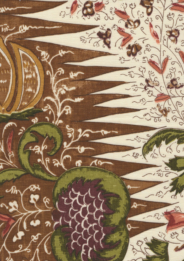 Les Indiennes Multi Color, Multicolor Multi Cinnamon Wallcoverings | Quadrille