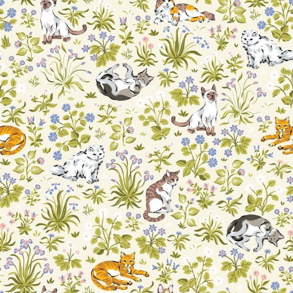 Must Love Cats Linen Peel and Stick Wallcovering | Jeffrey Stevens
