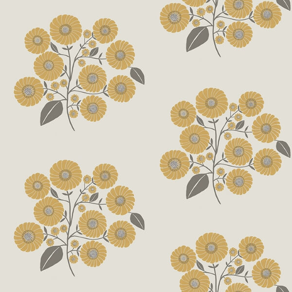 Mustard Grey StrawFlower Peel and Stick Wallcovering | Jeffrey Stevens