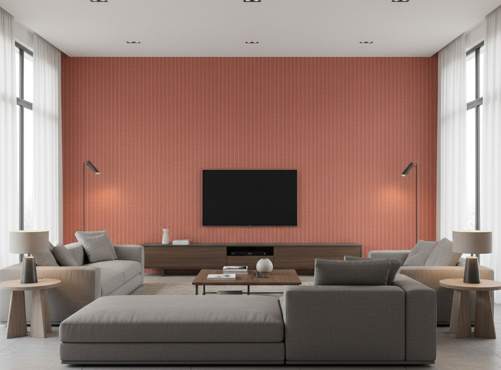 Narcisse Noir Wallcovering - living room room setting