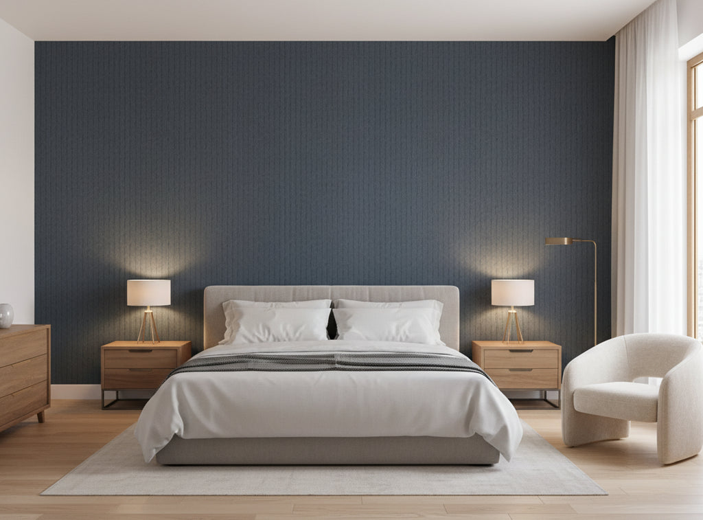 Narcisse Noir Wallcovering - bedroom room setting