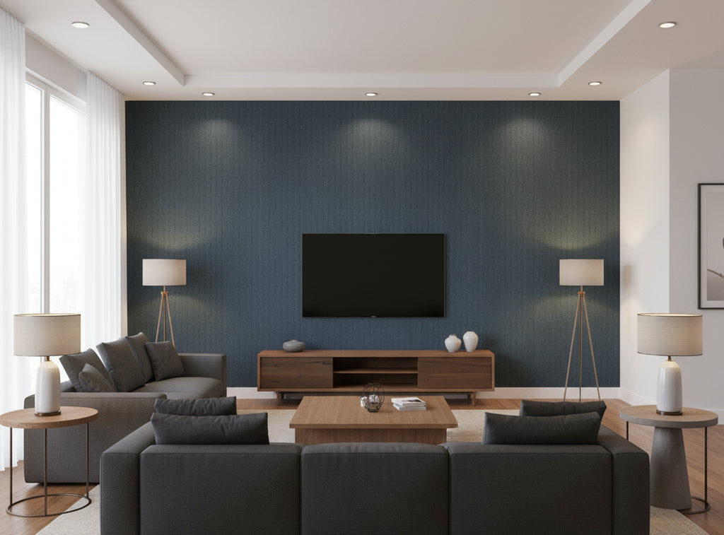 Narcisse Noir Wallcovering - living room room setting