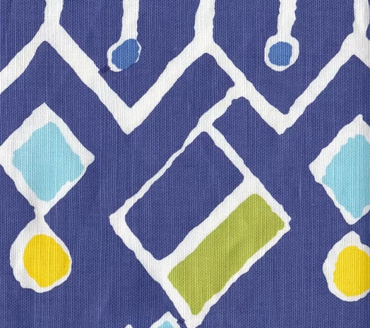 Navy Blues Yellow Lime on White Wallcoverings | Alan Campbell