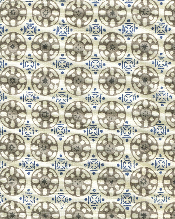 Kediri Batik Navy Charcoal Grey Light Grey Screen Printed Fabric | China Seas