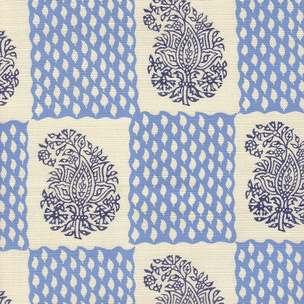 Bangalore Navy French Blue on Tint Screen Printed Fabric | China Seas