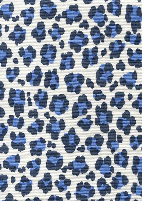 Conga Line Navy French Blue on white Screen Printed Fabric | China Seas