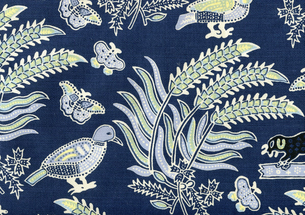 Malay Batik Navy Multi on Tinted Lc Screen Printed Fabric | China Seas