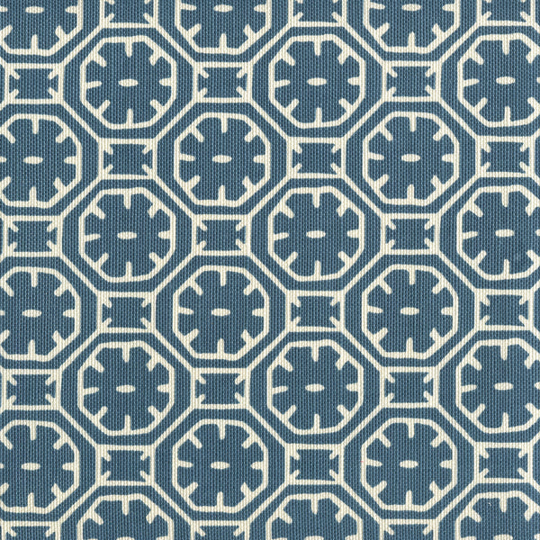 Ceylon Batik Reverse Navy Screen Printed - Off-White Fabric | China Seas