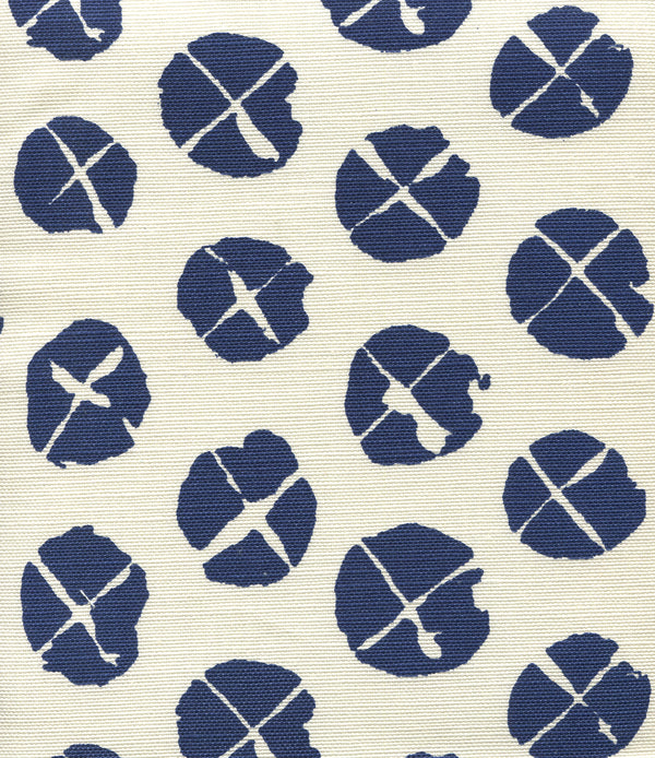 Obi Ii Navy on Tint Screen Printed - Off-White Fabric | China Seas