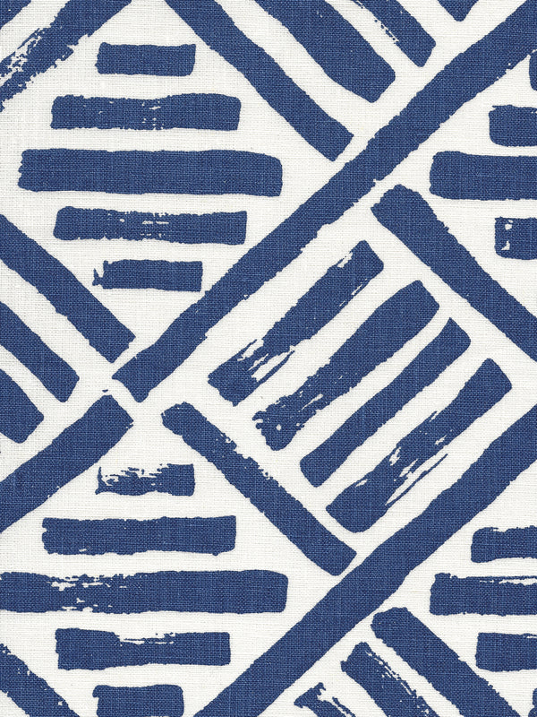 Macoco Ii Navy on Tint Screen Printed - White Fabric | China Seas