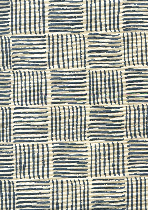 Textura Navy Navy on Tint Screen Printed - Off-White Fabric | China Seas