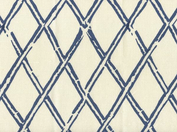 Lyford Diamond Bamboo Navy on Tint Screen Printed Fabric | China Seas