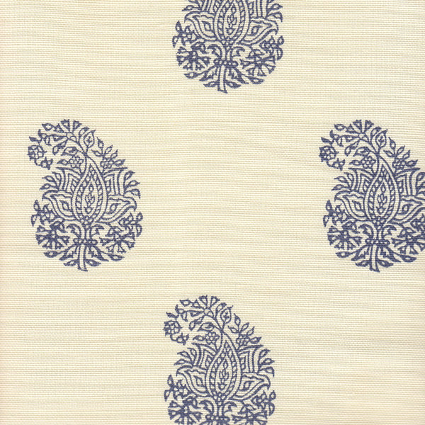 Bangalore Paisley Navy on Tint Screen Printed - Off-White Fabric | China Seas