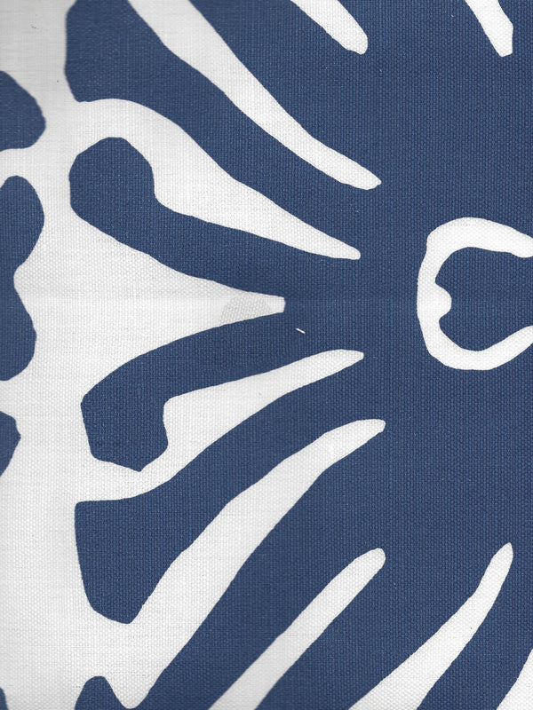 Sigourney Navy on White Screen Printed - White Fabric | China Seas