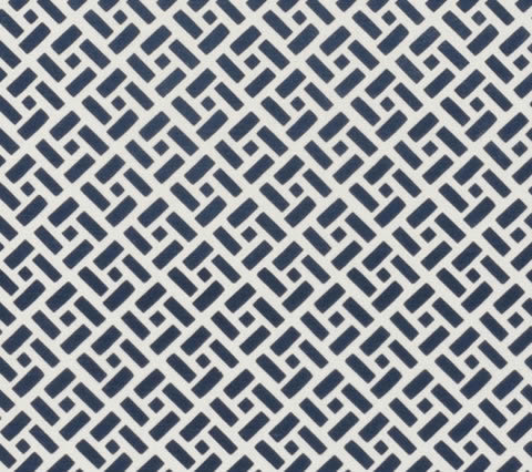 Edo Navy on White Screen Printed - White Wallcovering | China Seas