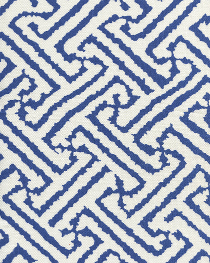 Java Grande Navy on White Screen Printed - White Wallcovering | China Seas