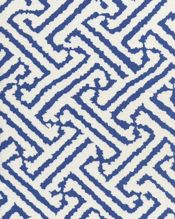 Java Grande Navy on White Screen Printed - White Fabric | China Seas
