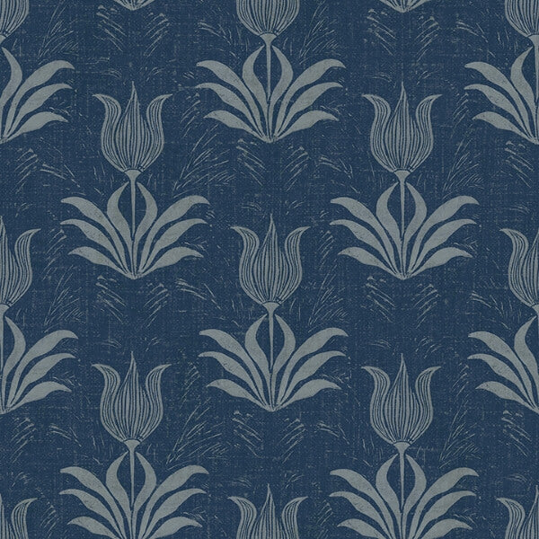 Navy Parrot Tulip Peel and Stick Wallcovering | Jeffrey Stevens