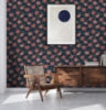 Navy Pink Poppy Field Peel and Stick Wallcovering | Jeffrey Stevens - Image 8