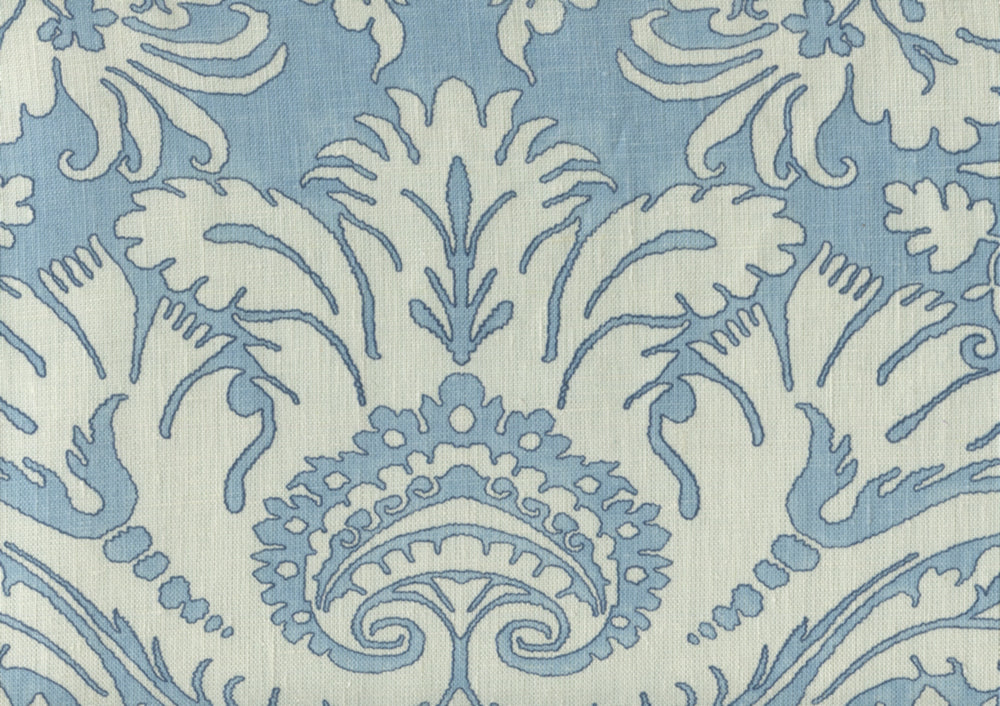 Borghese, Navy Windsor Blue Sky on Cream Linen