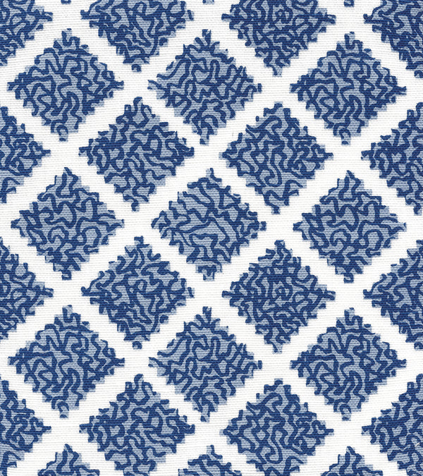 Shanghai, Navy / Windsor on White Wallcoverings | Quadrille