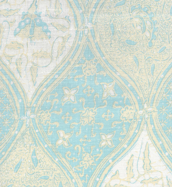 Balinese Batik New Blue Cream on White Screen Printed Fabric | China Seas