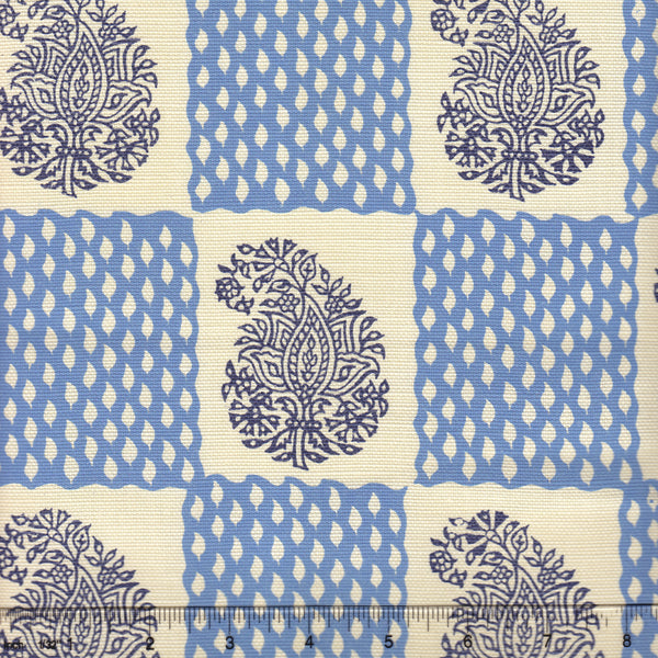 Bangalore New Blue_Navy_on_Tint Screen Printed Fabric | China Seas