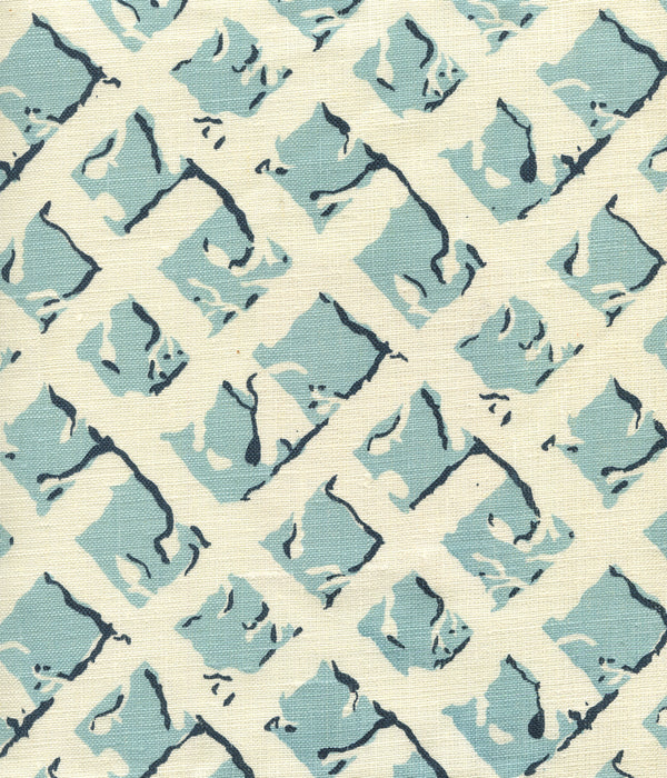 Twigs New Blue New Navy Screen Printed - Off-White Fabric | China Seas