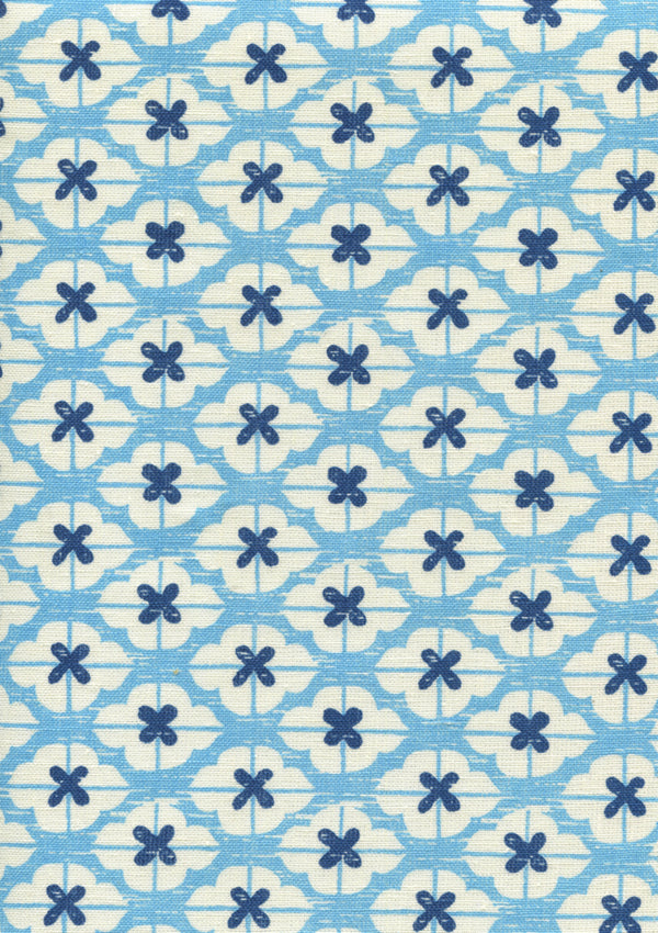 Kyoto Two Colors New Blue New Navy on Tint Screen Printed Fabric | China Seas