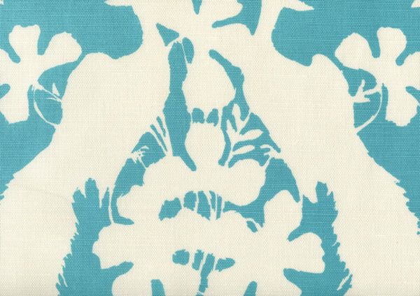 Peacock Blotch New Blue on Tint Screen Printed Fabric | China Seas
