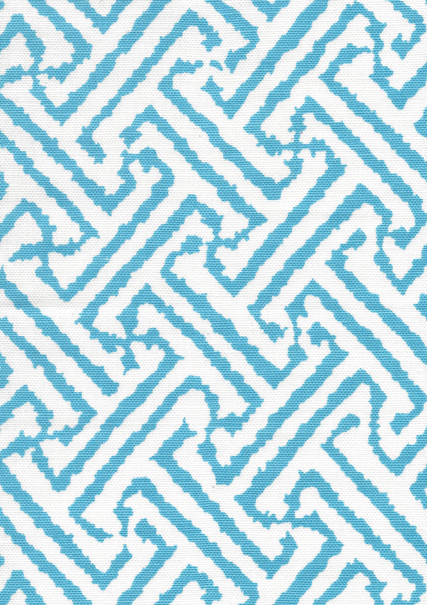 Java Grande New Blue on White Screen Printed - White Fabric | China Seas