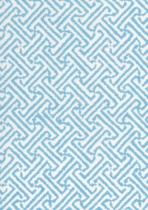 Java New Blue on White Linen Screen Printed Fabric | China Seas
