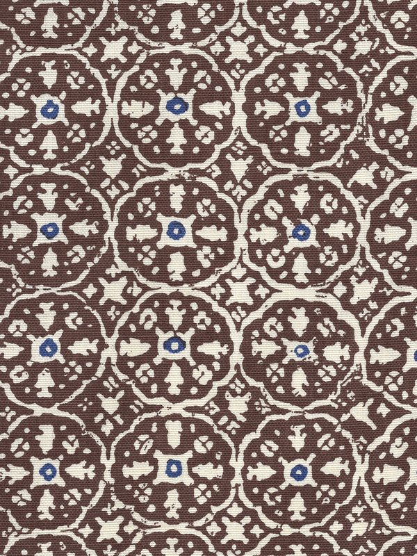 Nitik II New Brown New Navy on Tint Screen Printed Fabric | China Seas