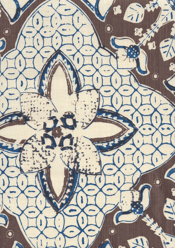 New Batik New Brown New Navy on Tint Screen Printed Fabric | China Seas