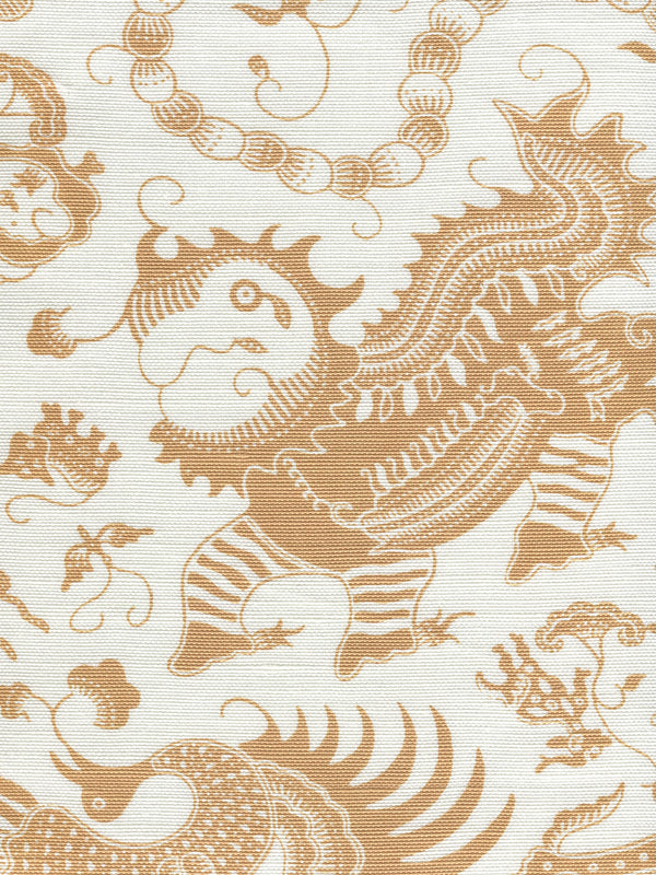 Indramayu New Camel on White Screen Printed - Light Blue Fabric | China Seas