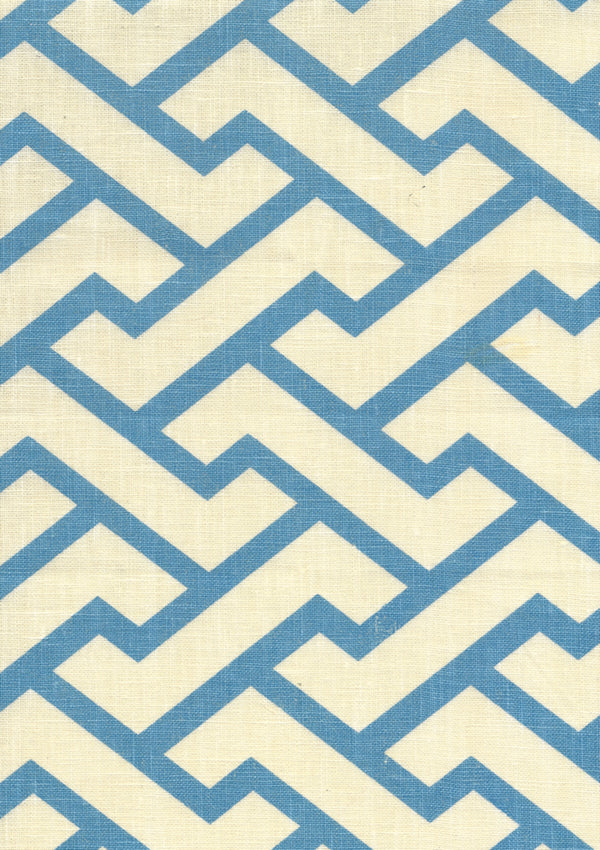 Aga New French Blue Screen Printed - Off-White Fabric | China Seas