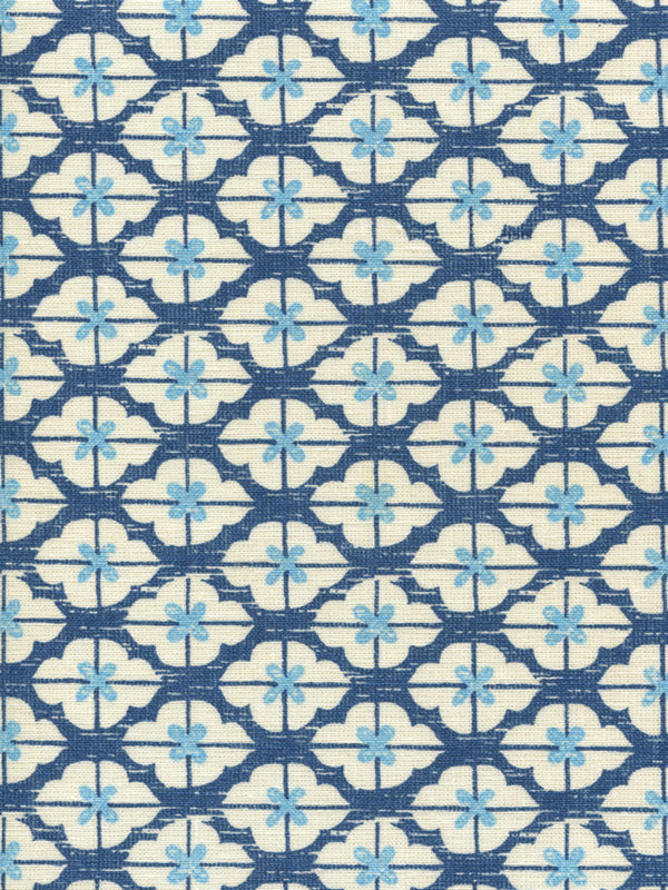 Kyoto Two Colors New Navy New Blue on Tint Screen Printed Fabric | China Seas