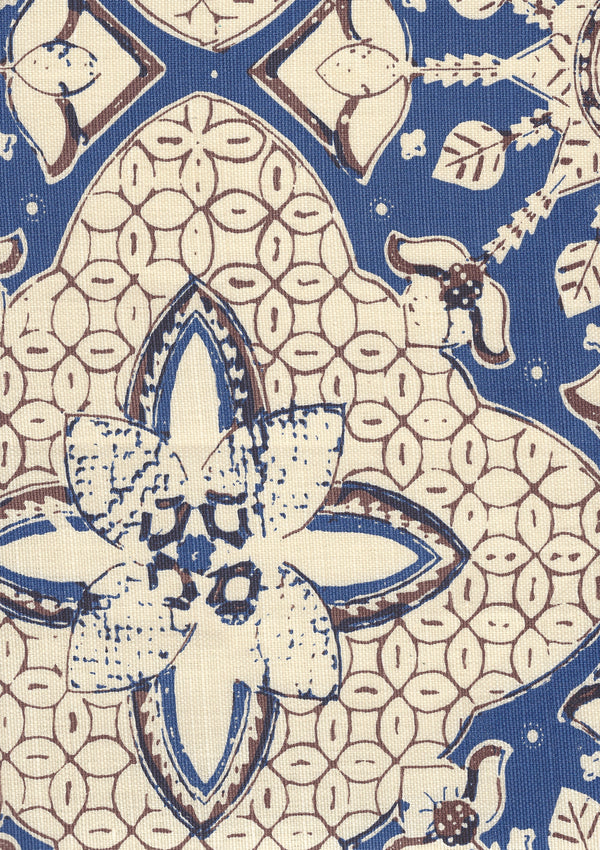 New Batik New Navy New Brown on Tint Screen Printed Fabric | China Seas