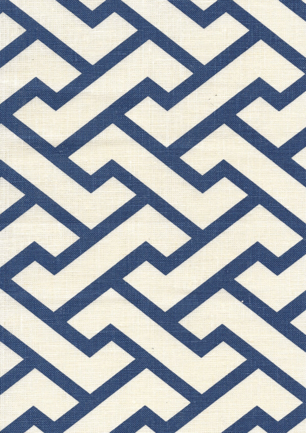 Aga New Navy on Tint Screen Printed - Off-White Fabric | China Seas