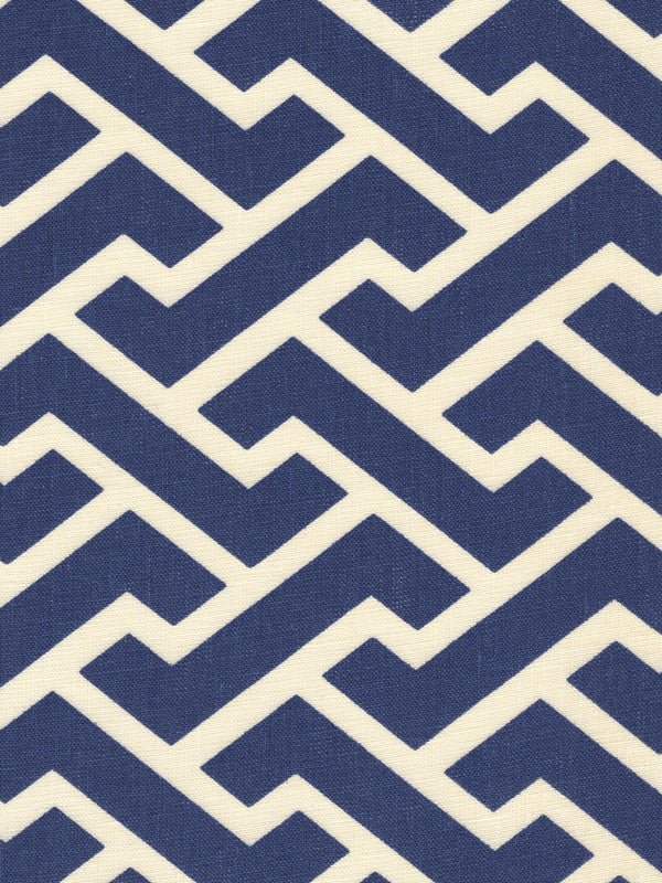 Aga Reverse New Navyon Tint Screen Printed - White Fabric | China Seas