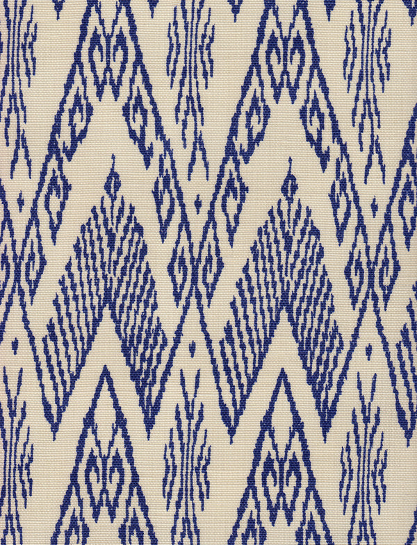 Raffles New Navy on Tint Screen Printed - White Fabric | China Seas