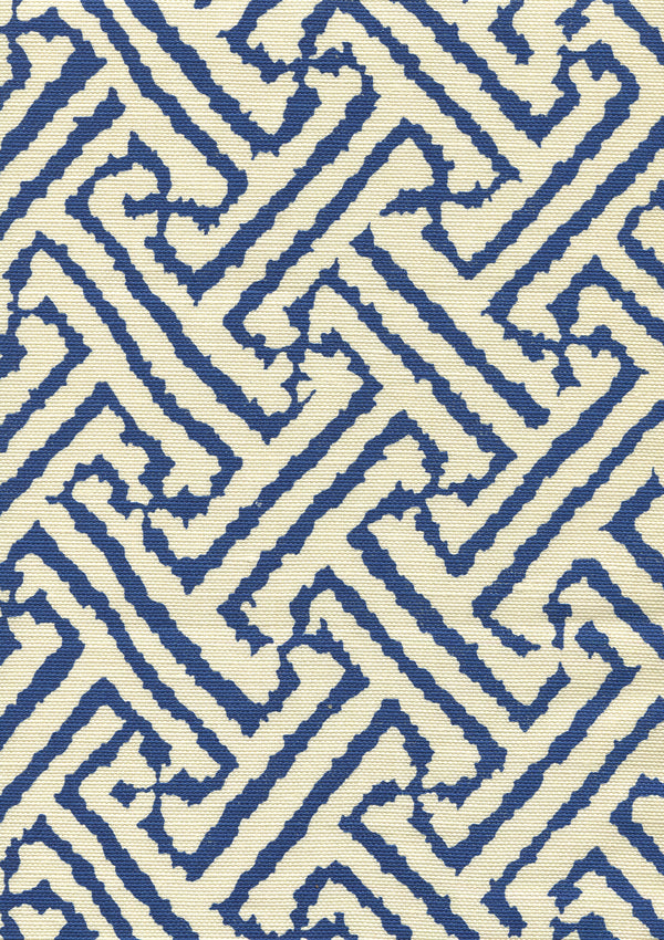 Java Grande New Navy on Tint Screen Printed - White Fabric | China Seas
