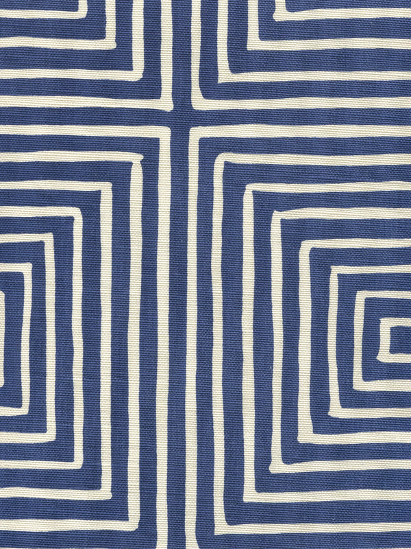 Ziggurat Reverse Large Scale New Navy on Tint Screen Printed Fabric | China Seas
