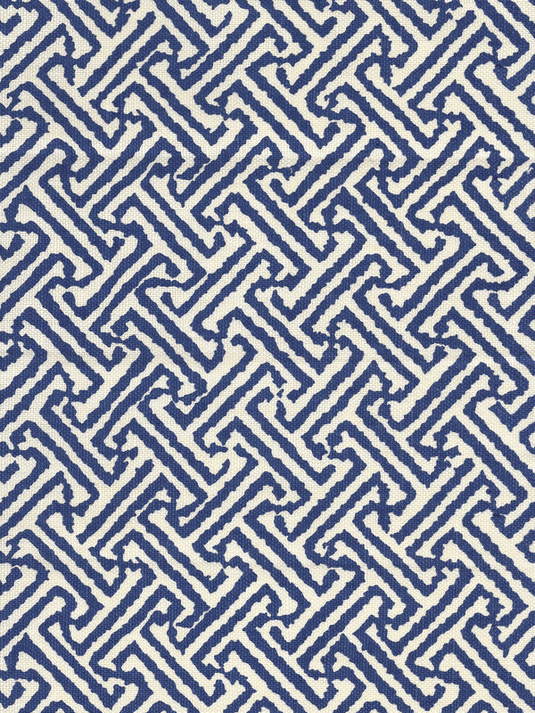 Java Java New Navy on Tint Screen Printed - White Fabric | China Seas
