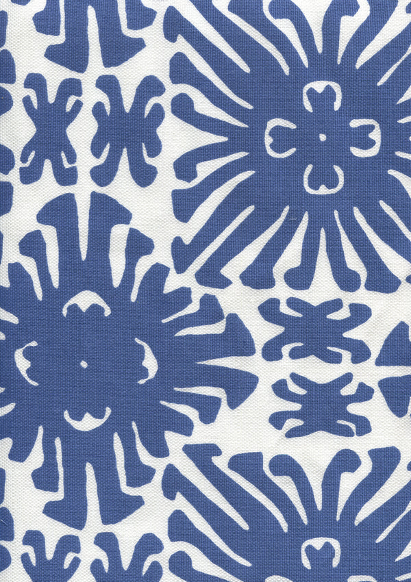 Sigourney Small Scale New Navy on white Screen Printed Fabric | China Seas